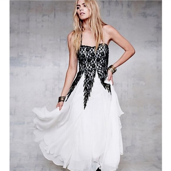 Free People Dresses & Skirts - NWOT Free People Freda Midi Flared Ball Gown Ivory Combo